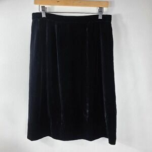 Ralph Lauren Black Velvet Midi Skirt Purple Label ‎ 12